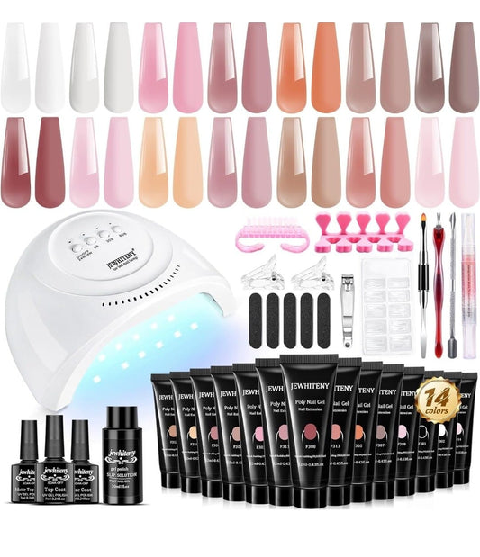 Kit de Uñas de Gel de Poliéster JEWHITENY – Todo en Uno para una Manicura Profesional